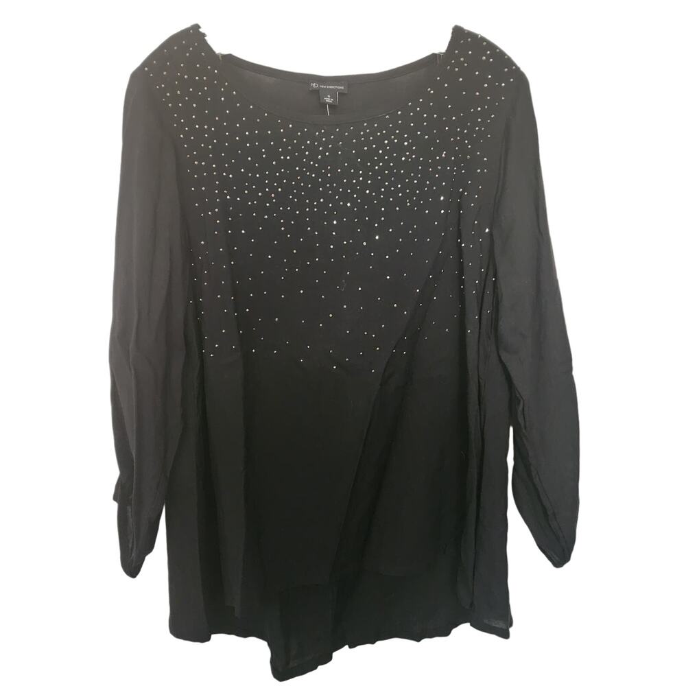 New Directions Black Blouse with Black Studs, NWT, Small